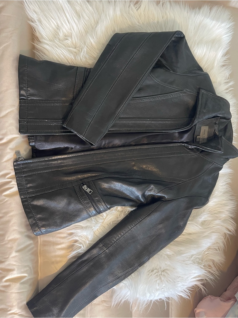 Marc New York Black Leather Zip Jacket